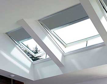 Skylights on a roof seen from the interior of a home